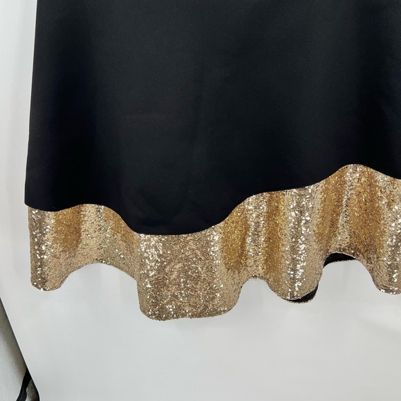 Eloquii plus size black & Gold Sequin Pique Dress sleeveless back zipper size 26 - Picture 7 of 11